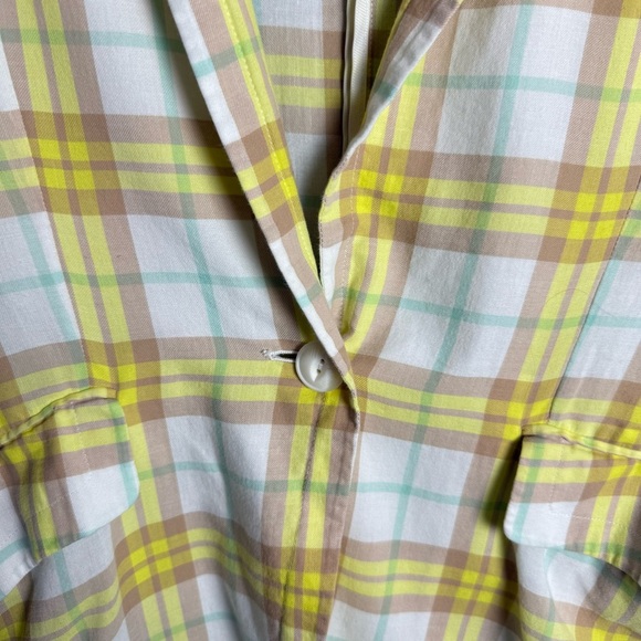 Rag & bone Women’s Margot Blazer Yellow Plaid 100% Cotton size 10 NWOT - Picture 3 of 12